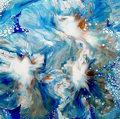 unique one of a kind abstract art 18x18x.5 stretched canvas.