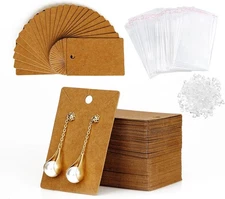 Fuceury Earring Display Cards - 100 Pcs Earring Holder Cards with 200 Pcs Backs 