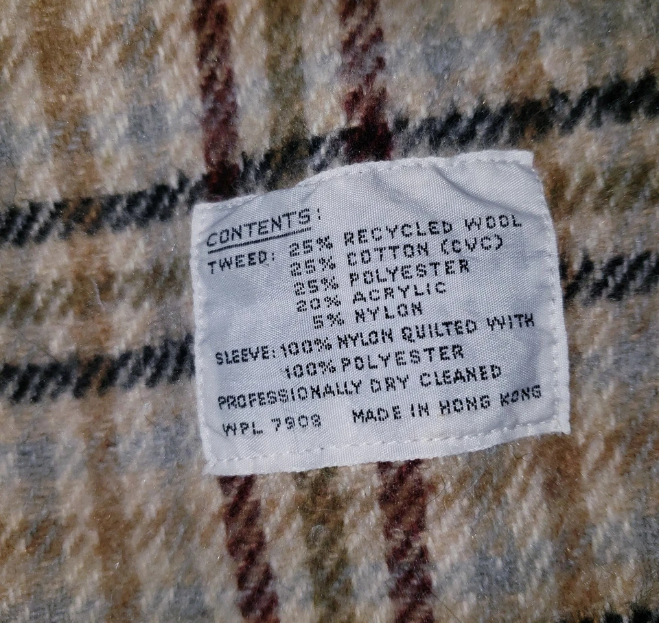 Impermeable RainShedder vintage para mujer con forro a cuadros de tweed extraíble sin... Foto 2 de 4