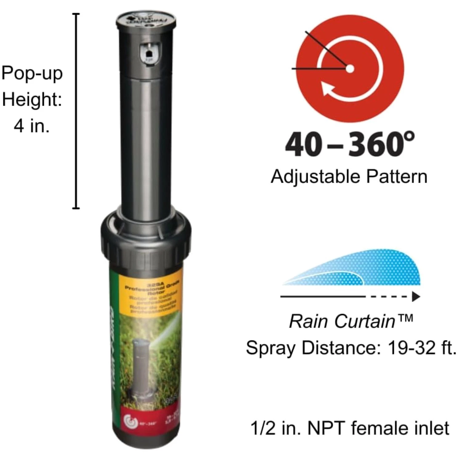 Rain Bird 32SA Gear Drive Rotor, 4-Pack
