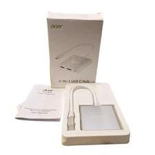 Acer 3-In-1 USB c HUB Type-C to HDMI Type C USB Silver Open Box 