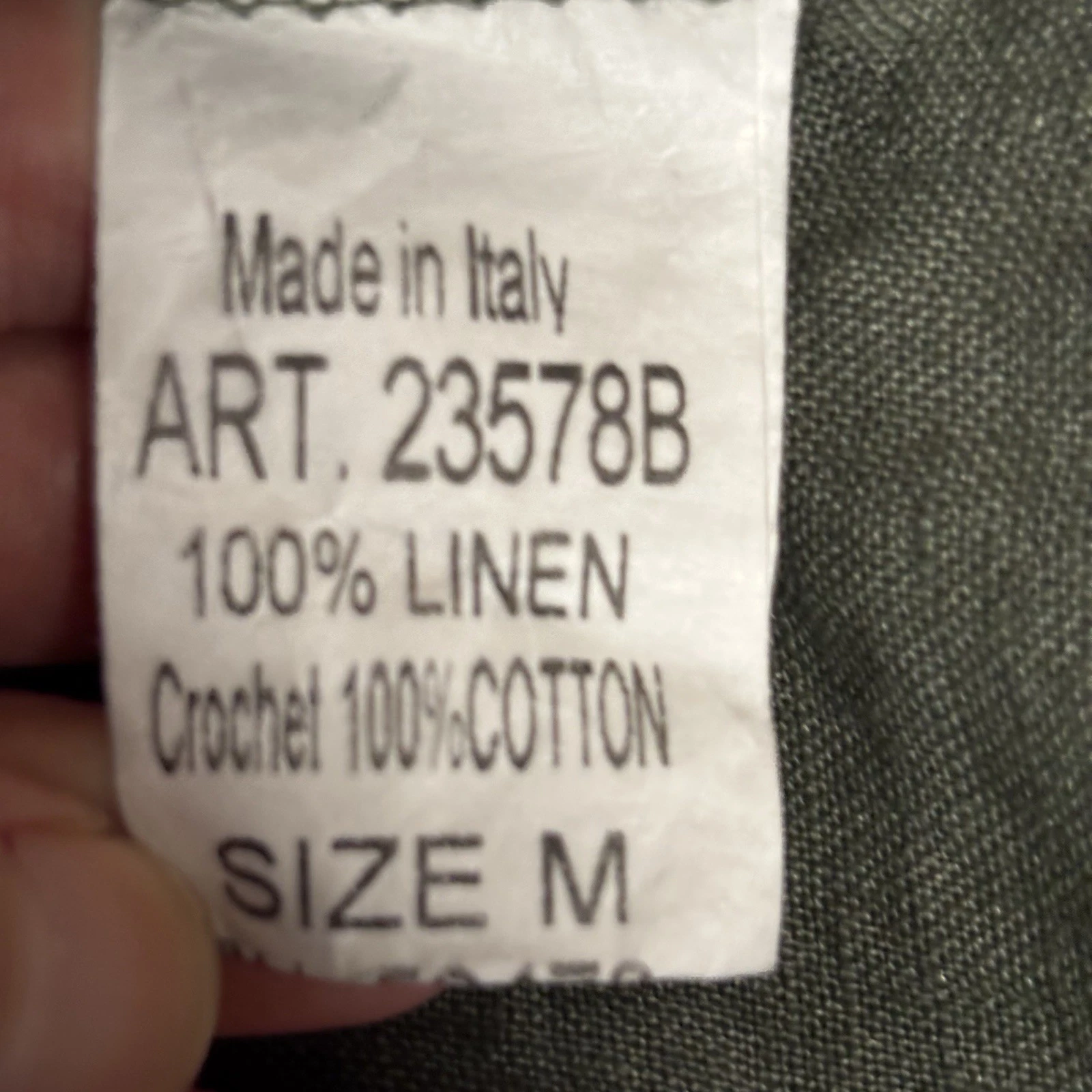 VALENTINO Abito Valentina Naldi Medio 100% Lino Verde Contadino Manica a Sbuffo Made In Italy