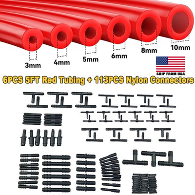 #ad Vacuum Hose Automotive Kit 6PCS 5FT 1 8quot; 5 32quot; 3 16quot; 1 4quot; 5 16quot; 3 8quot; Red Tubing $39.79
