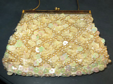 IRIDESCENT PEARL SEQUIN BEAD CLUTCH PURSE HONG KONG