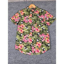 Disney Mickey Mouse Tropical Hawaiian Shirt Mens Sz S Aloha Floral Button Up