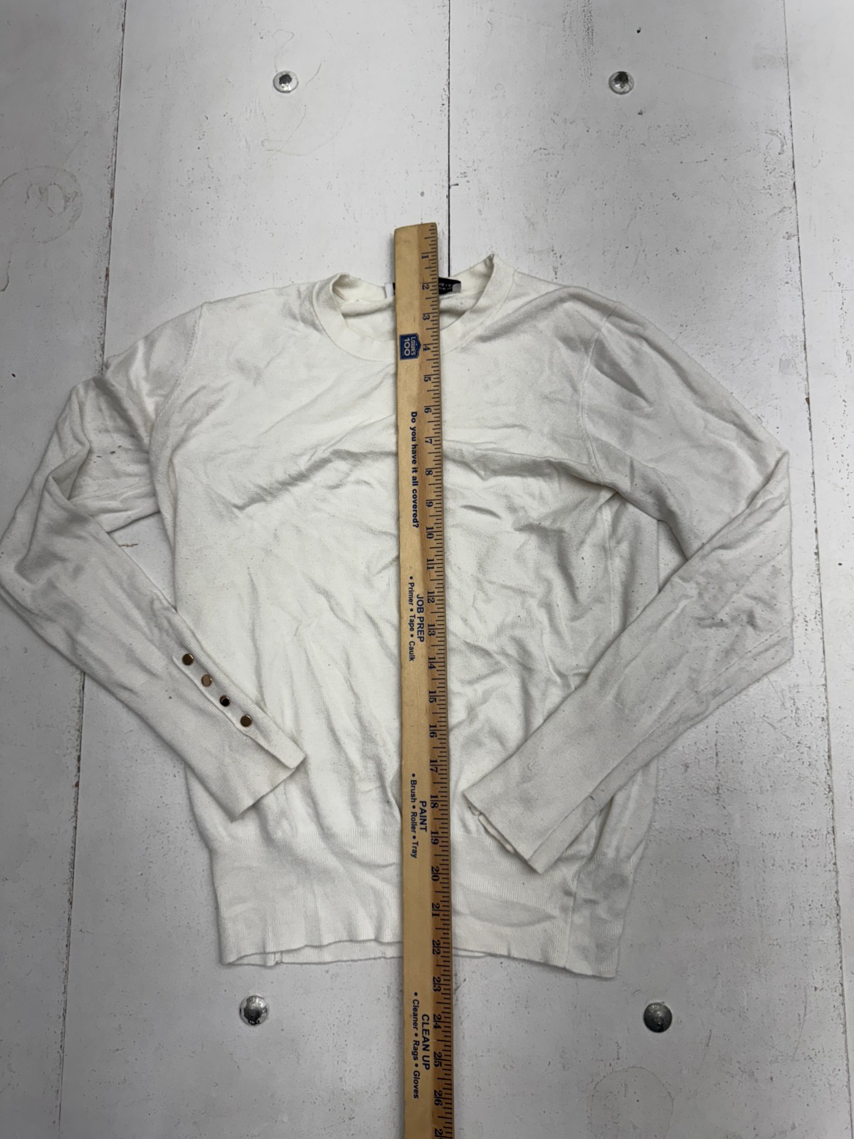 Zara Solid White Button Long Sleeve Basic T Shirt… - image 5