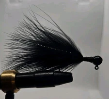 10- 1/8oz Hand Tied Marabou Jigs #2 Hook BLACK Panfish Walleye 