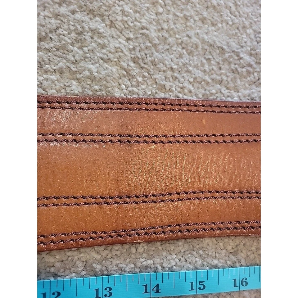 Cinturón Linea Pelle Cuero Marrón Hecho a Mano Pequeño Latón Foto 4 de 4