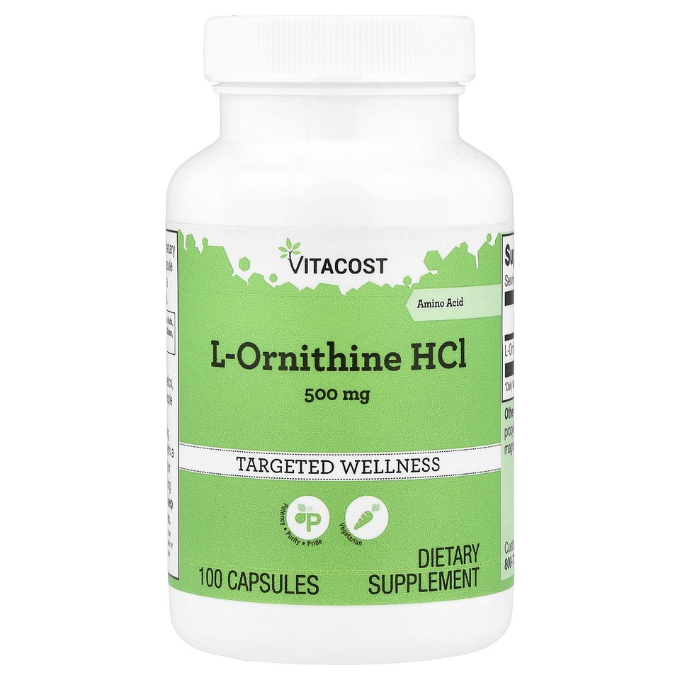 L-Ornithine HCl, 500 mg, 100 Capsules