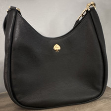 kate spade new york Black Pebbled Zip Shoulder Bag, Gold Hardware
