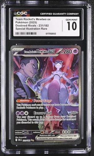 Team Rocket's Mewtwo EX 231/182 SIR Pokemon CGC 10 Gem Mint *052
