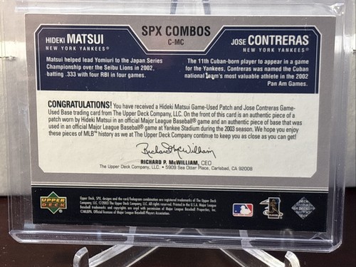 2003 Upper Deck SPX Combos Contreras / Hideki Matsui patch / base #07/10 - Picture 4 of 4