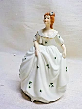Vintage Sankyo Irish Victorian Lady Porcelain Music Box HandPainted 14K GoldTrim