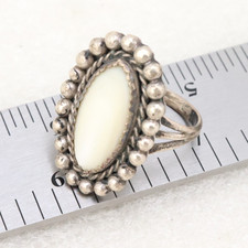 Sz9 Vintage 925 Sterling Silver Mexico MOP Mother of Pearl Gemstone Ring 8 grams
