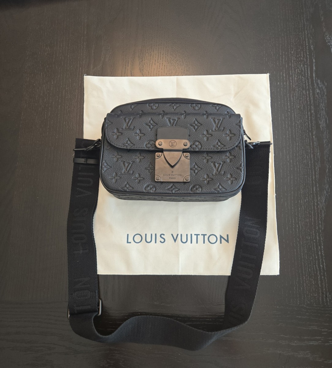 Louis Vuitton S Lock Messenger Crossbody Black Monogram Embossed