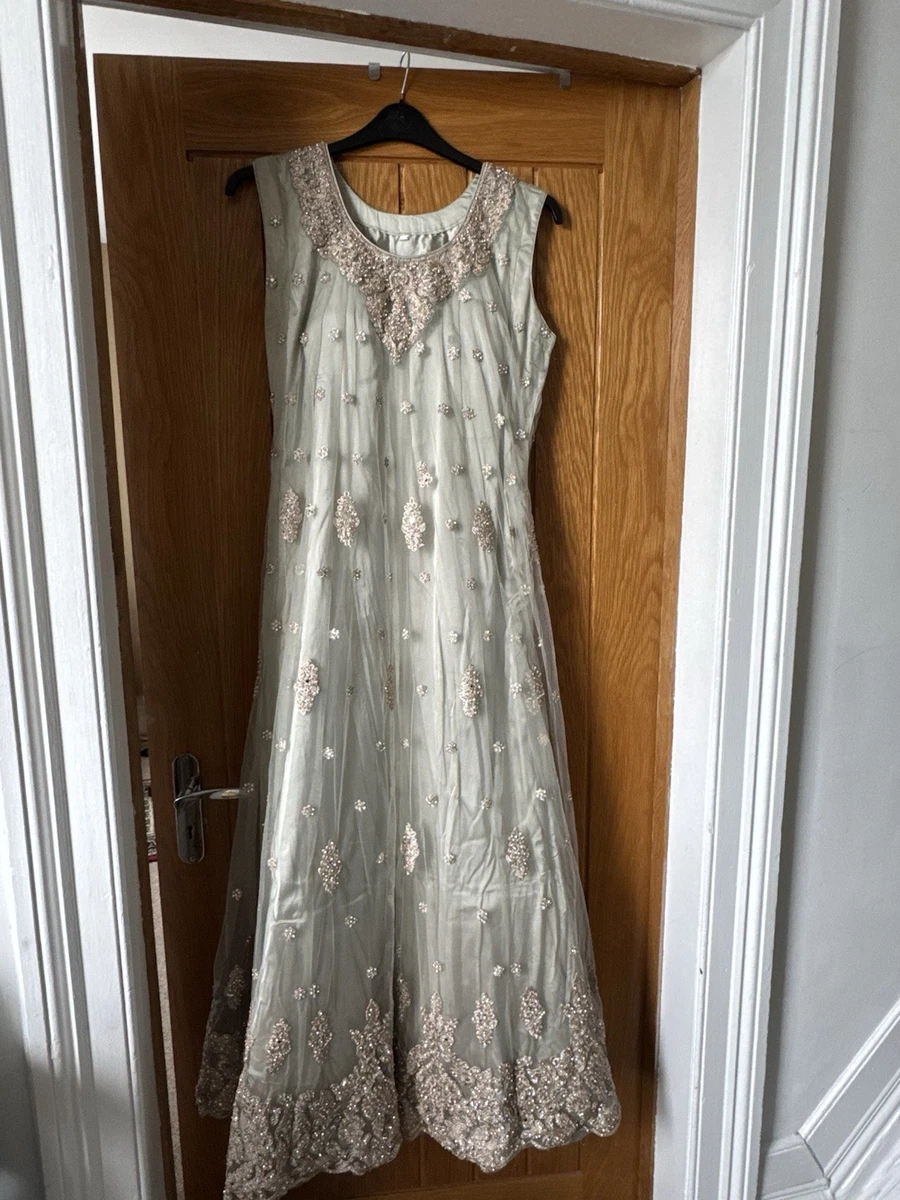 embroidered floral tulle dress Dusty Blue Floral Embroidered Tulle Maxi Dress with Corset Bodice Custom Color / Above Knee / US8 main image 0