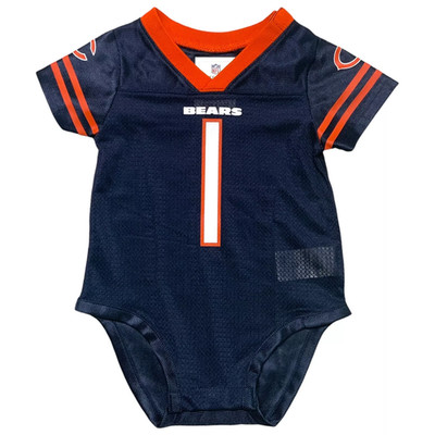 NFL Chicago Bears Baby Justin Fields #1 Bodysuit Jersey Navy Blue, Size 18M