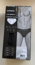 MEN'S EXPRESS FLY FRONT COMFORT COTTON BRIEFS 5 PACK UNDERWEAR Small Black