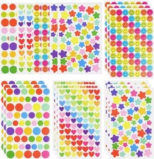 OSDUE 1300+ St&uuml;ck Aufkleber f&uuml;r Kinder, Sternaufkleber, Herzaufkleber, 20 Bl&auml;tte
