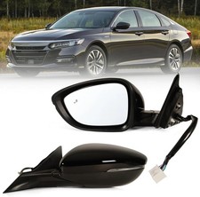 Left Driver Side Mirror Fits 2018-2022 Honda Accord with Power Glass, Heated, Bl