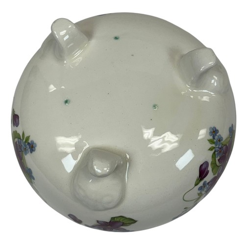Country Violets Flower Vase Planter Candy Dish Footed Ceramic White Dish 2-3/4"H - Picture 5 of 5