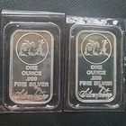 (2) ONE OZ SILVER TOWNE *PROSPECTOR* .999 FINE SILVER BARS