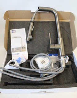 New CECIPA Brushed Grey / Carbon Chrome KITCHEN MIXER TAP w/Pull Out Spray T32