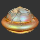 Vintage Iridescent Carnival Art Glass Shade Hand Painted Resembles Trees