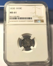1830 Bust Silver Half Dime MS61 NGC