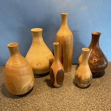 Set Of 6 Wooden Bud Vases - Beautiful Possibly Hand Made