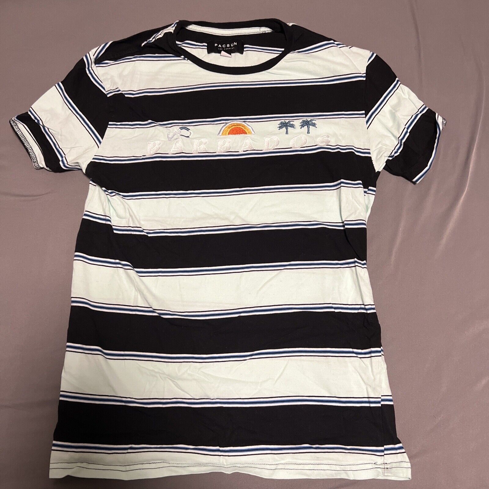 Pacsun Men’s Striped Barbados T-Shirt (Light Blue… - image 1