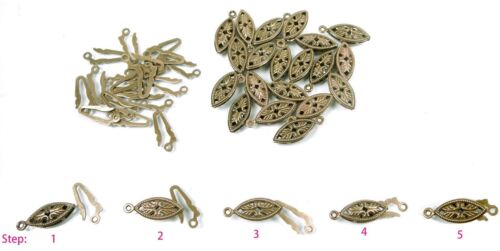 10 Bronce antiguo Anzuelo Broches Filigrana Ojo de caballo Oval Anzuelo 20x6mm - Imagen 3 de 3