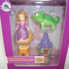 Disney Store TANGLED The Series Ornament Set of 4 RAPUNZEL PASCAL Tower Lantern