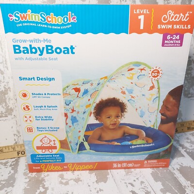 NEW Grow-With-Me Baby Boat Float with Sunshade 6-24months - Blue NIB