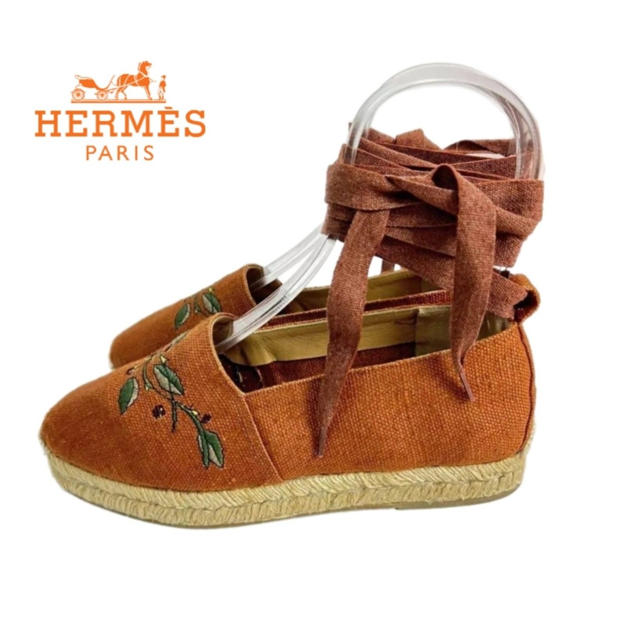 靴 Hermes Logo Orange Espadrilles Hermès Size 38 EU Loafers