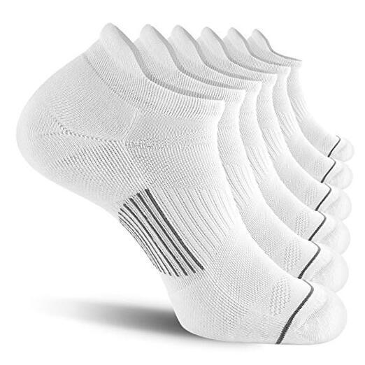6 Pack Men's Ankle Running Socks Low Cut Cushioned Athletic 9-12 White+gray