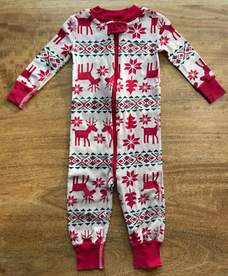 Hanna Andersson Sleeper Suit Size 75 (12 18 mos) White Red Christmas Organic!