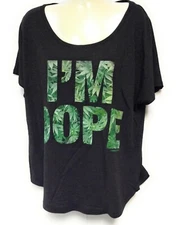 Womens David & Goliath I'm Dope Marijuana Weed Heather Black Tee T-Shirt 