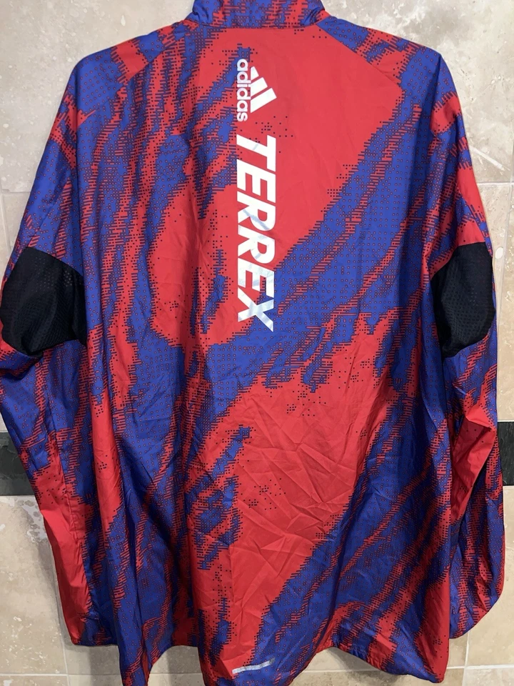 Adidas AGR Windbreaker Jacket HJ7620 Blue Red Terrex Parley XL Trail Running - Image 2 of 4