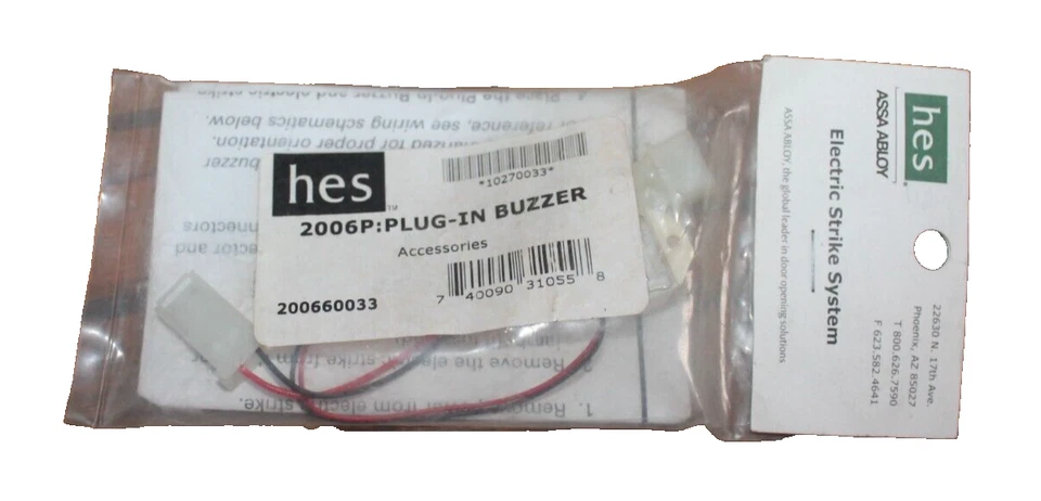 Plug in Buzzer, Old #2006P Part#: HES 2006M