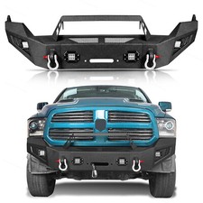 Fit For 2013-2018 Dodge Ram 1500 Steel Front Bumper With Winch Plate Led Light