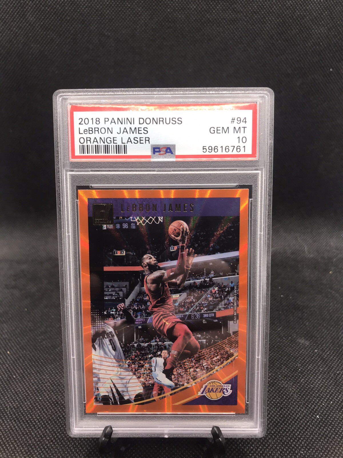 LEBRON JAMES 2018 PANINI DONRUSS #94 ORANGE LASER PSA GEM MINT 10