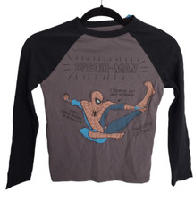 Marvel Boy's Spiderman Reglan Gray/Black Long Sleeve T-Shirt Size 8