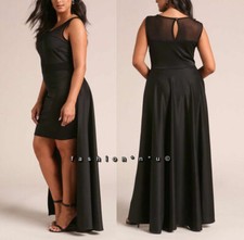 Plus Size Black Hi Low Skirt Overlay Bodycon Maxi Dress XL 1X