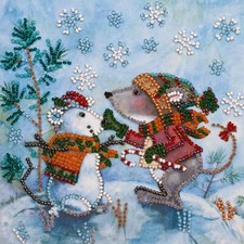 DIY Bead Embroidery Kit Snow Friend Beaded stitching needlepoint beadwork