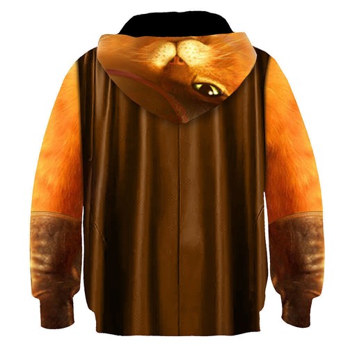Kids Puss in Boots Cosplay Hoodie Printed Sweatshirt Casual Streetwear Pullover - Picture 4 of 5