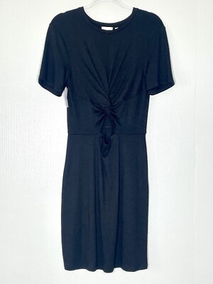 Womens Wilfred Free Black Katz Twist Front Cutout Fitted Knit Dress Size L  NWT | eBay