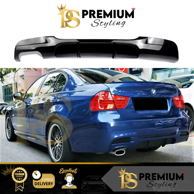 BMW 3ER E90 E91 GLANZ SCHWARZ HECKSCHÜRZE DIFFUSOR SPOILER SPLITTER M SPORT