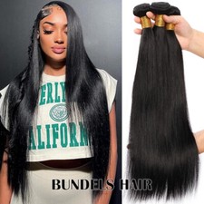 Straight Silky Bundles Indian Virgin Human Hair Extensions Weave Weft 8"-30" 1B