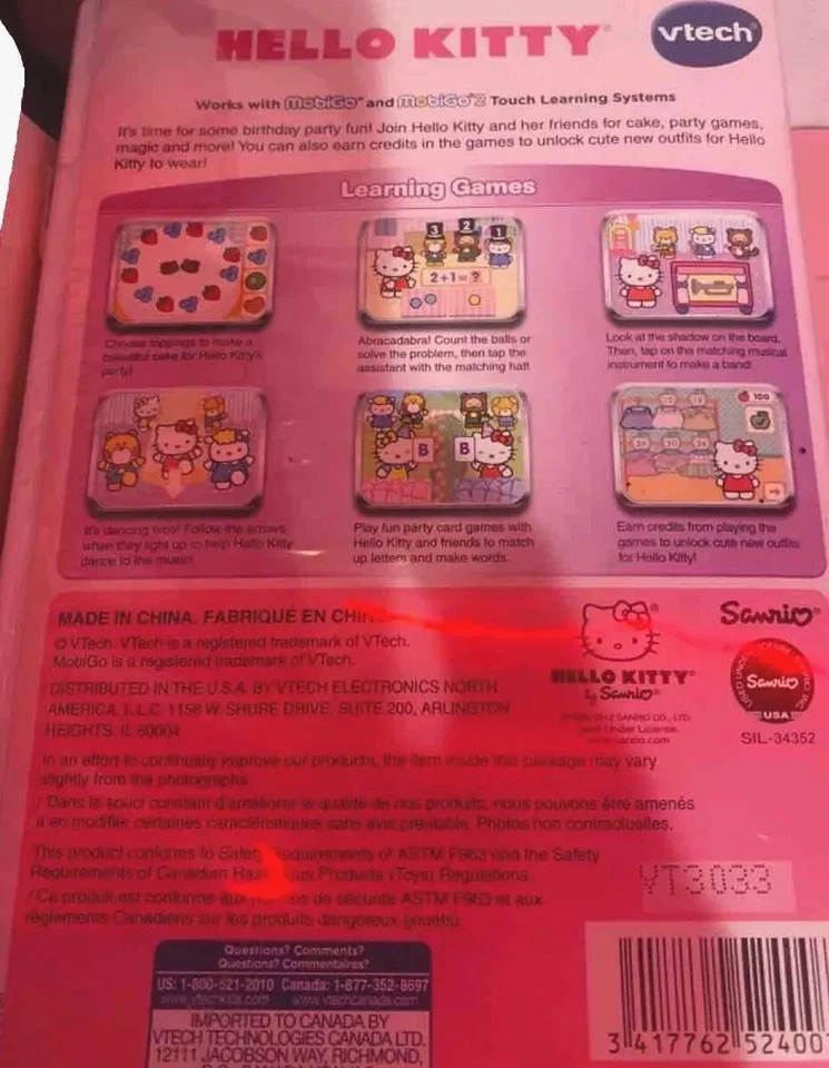 Vintage V-TECH MobiGo & MobiGo2 Sanrio “Hello Kitty Birthday Party” 3-5 yrs Game - Image 2 of 2